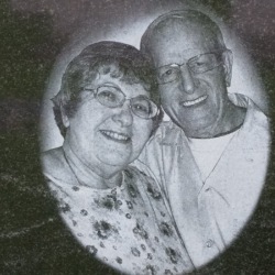 Etching of Couple on Monument